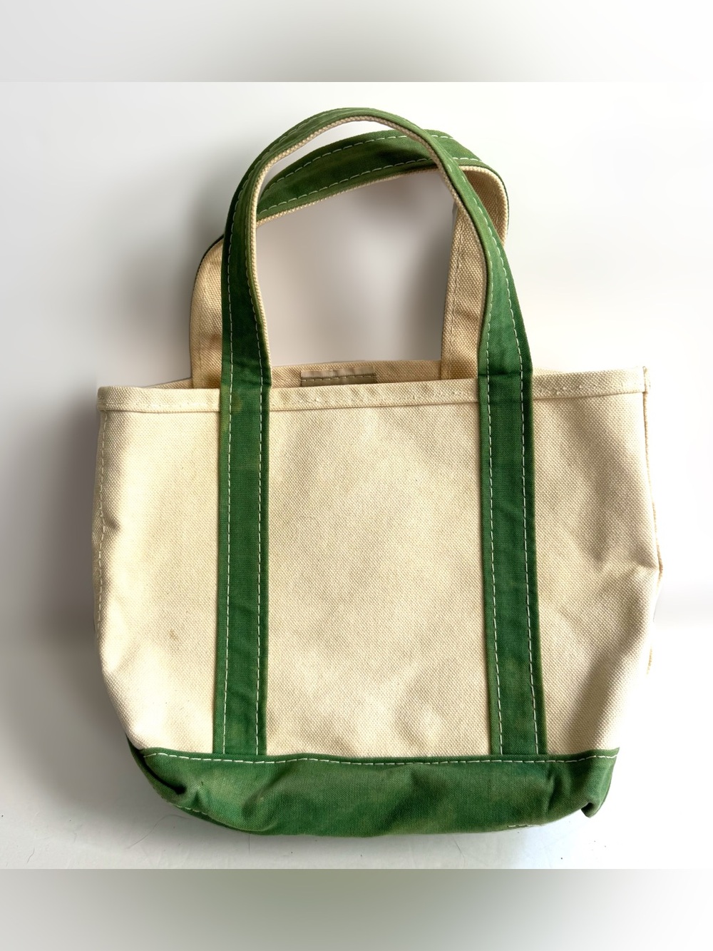 Vintage L.L. Bean Boat And Tote Small Green Canvas Open Top USA Preppy Coastal - Picture 2 of 15
